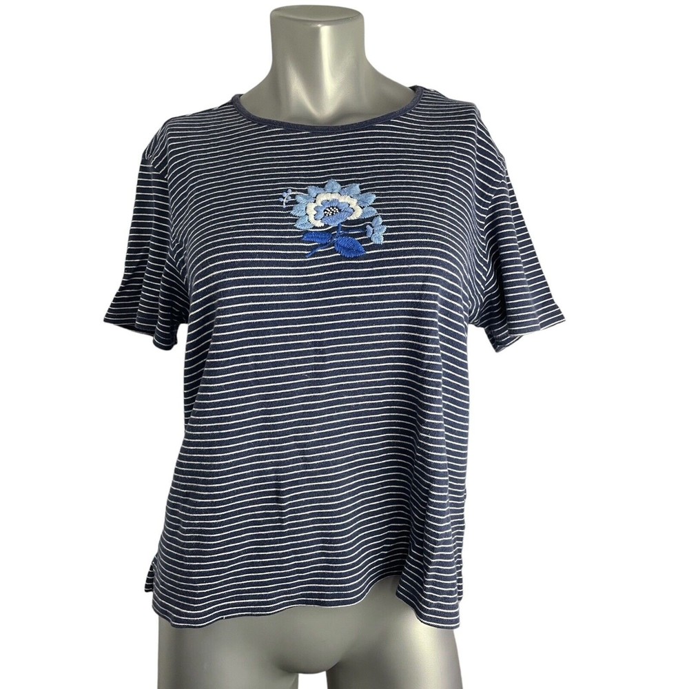 Classic Elements women T-shirt  Size XL (18) dark blue with white stripes
